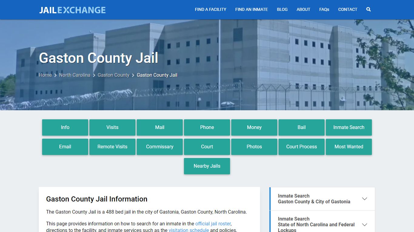 Gaston County Jail, NC Inmate Search, Information