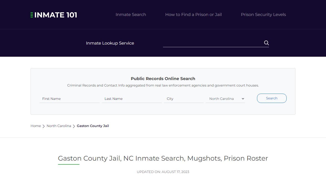 Gaston County Jail, NC Inmate Search, Mugshots, Prison Roster