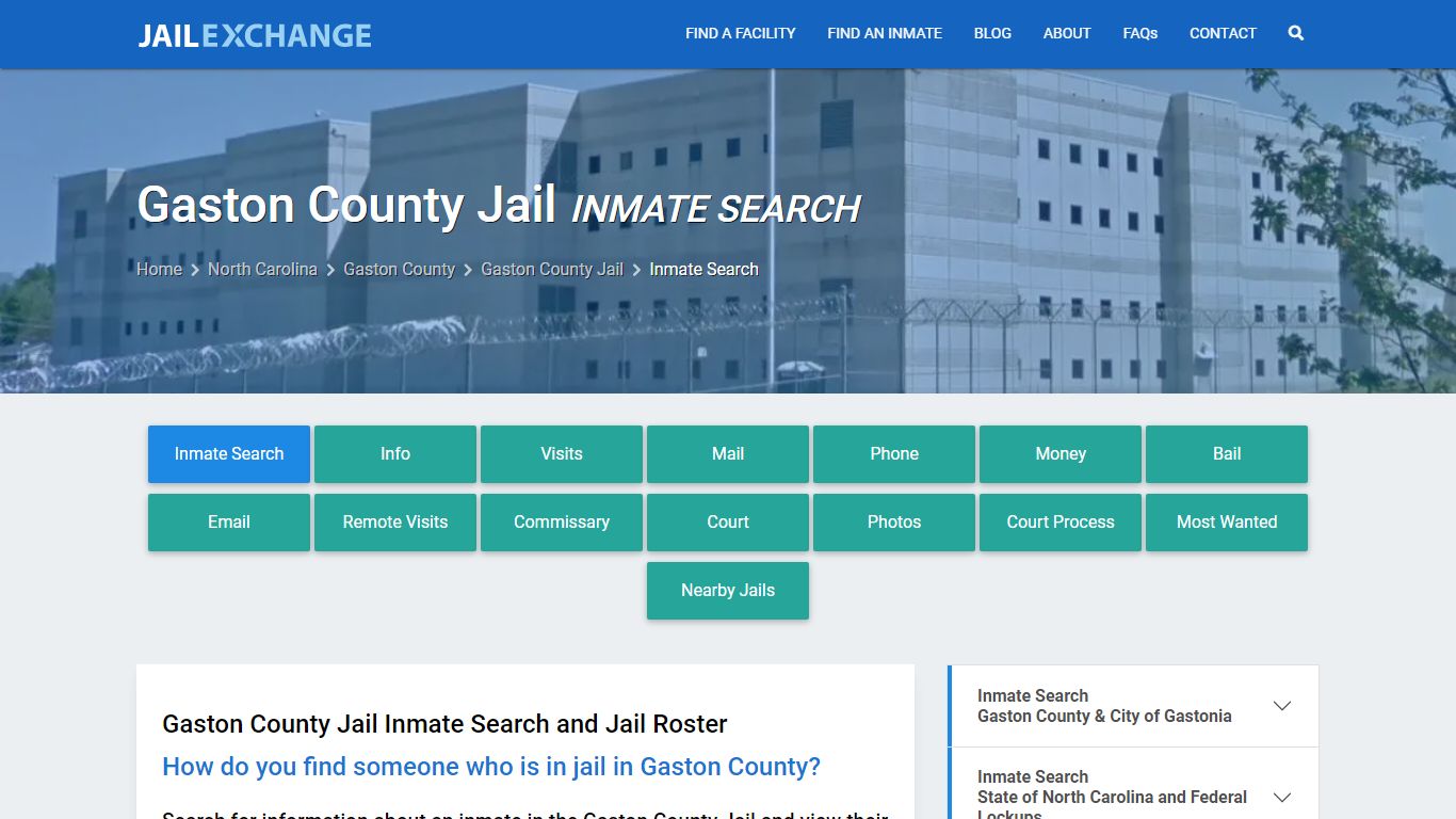 Inmate Search: Roster & Mugshots - Gaston County Jail, NC